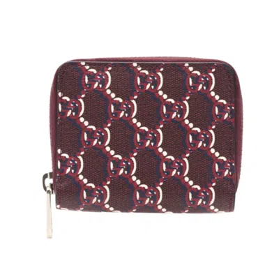 Pre-owned Gucci Bordeaux Navy White Leather Long Wallet (bi-fold) ()