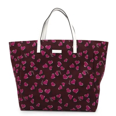 Pre-owned Gucci Bordeaux Pink Canvas Leather Tote Bag ()