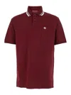 Gucci Bordeaux Polo Shirt With Striped Motif On The Collar And Double G Embroidery On The Front In C In Red
