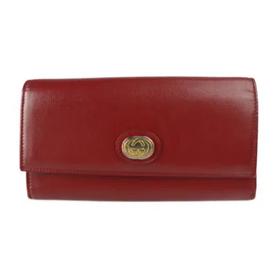 Pre-owned Gucci Bordeaux Red Color Leather Long Wallet (bi-fold) () In Burgundy