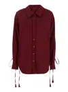 Gucci Bordeaux Shirt With Detachable Laces At The Wrists And Pointed Collar In Cotton Woman In Animal Print