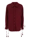 Gucci Womens Rosso Ancora Embroidered Drawstring-sleeves Cotton-poplin Shirt In Multicolor