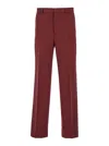 Gucci Bordeaux Straight Pants With Gg Motif In Cotton Man In Burgundy