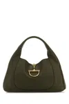 Gucci Borsa A Spalla  Softbit Grande In Pelle Verde Oliva Donna
