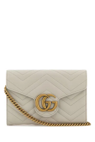 Gucci Borsa A Tracolla Gg Marmont Mini In Pelle Grigia  Donna
