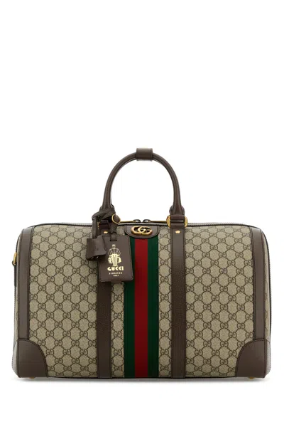 Gucci Borsa Da Viaggio Savoy Media In Tessuto Gg E Pelle Unisex