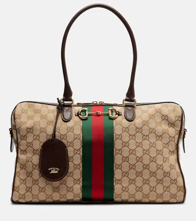 Gucci Borsetto Gg Canvas Large Duffel Bag In Brown