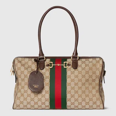 Gucci Borsetto Gg Canvas Large Duffel Bag In Brown