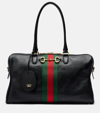 Gucci Borsetto Large Leather Bowling Bag In Black