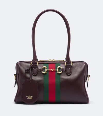 Gucci Borsetto Medium Leather Bowling Bag In Burgundy