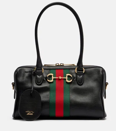 Gucci Borsetto Medium Leather Tote Bag In Black