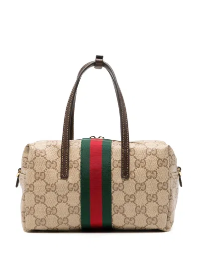 Gucci Boston Gg Supreme Mini Bag In Brown