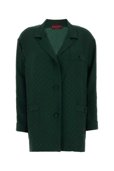 GUCCI BOTTLE GREEN GG SILK SHIRT