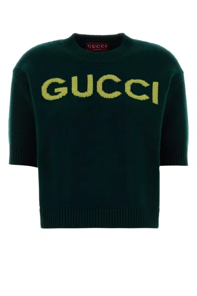 Gucci Women Bottle Green Wool Sweater