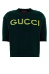 Gucci Women Wool Sweater With Frontal Logo Embroidery In Green