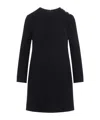 Gucci Dark Blue Checked Boucle Wool Dress In Black