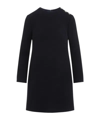 GUCCI GUCCI DAMIER BOUCLE LONG-SLEEVE DRESS