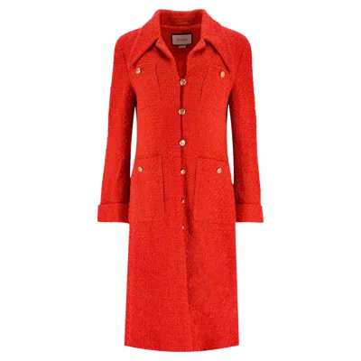 Pre-owned Gucci Boucle Coat In Red