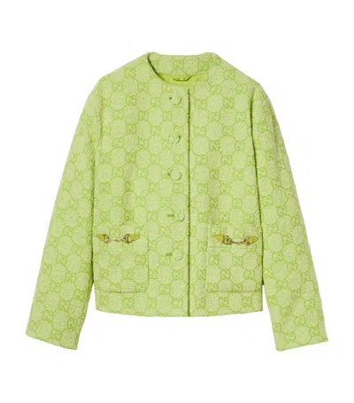 Gucci Bouclé Cotton Jacket In Green