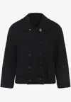 Gucci Double-breasted Wool Jacket Featuring Pockets In Black