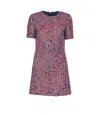 Gucci Textured Wool Dress Featuring Signature Buttons In Purple