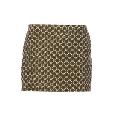 Gucci Boucle Gg Logo Mini Skirt In Green