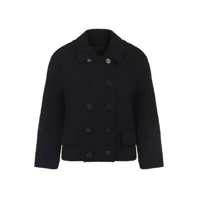 Gucci Women Wool Tweed Double-breasted Blazer In Black