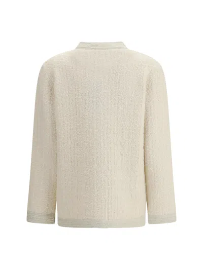 Gucci Bouclé Lamé Wool Cardigan In Ivory