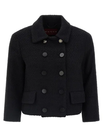 Gucci Bouclé Wool Blazer In Black