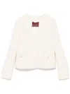 Gucci Women's Wool Blend Bouclã© Construction Concealed Jacket In White