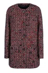 Gucci Multicolor Crewneck Jacket With Gg Logo On The Buttons In Wool Blend Woman In Burgundy