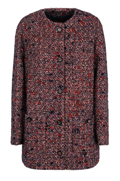 Gucci Bouclé Wool Jacket In Burgundy