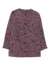 Gucci Womens Blue Red Mc Boucle-texture Round-neck Wool-blend Jacket In Multi