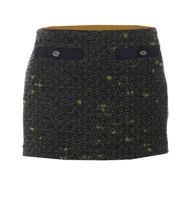 Gucci Boucle Wool Mini Skirt In Green