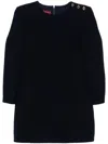 Gucci Dark Blue Checked Boucle Wool Dress In Blue