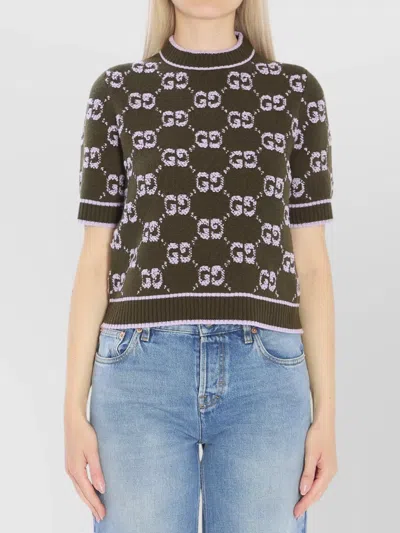 GUCCI BOUCLÉ WOOL SHORT SLEEVE SWEATER
