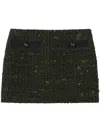 Gucci Wool Tweed Mini Skirt Button Detail In Green