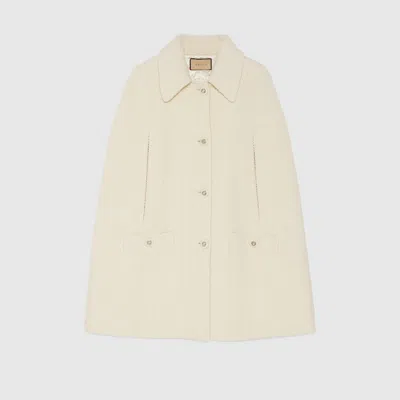 Gucci Bouclé Wool Tweed Cape In White
