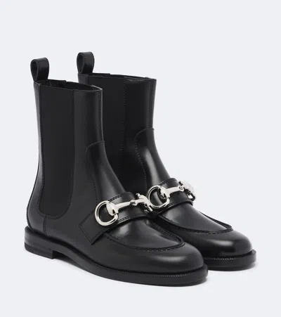 Gucci Boulevard Horsebit Leather Chelsea Boots In Black
