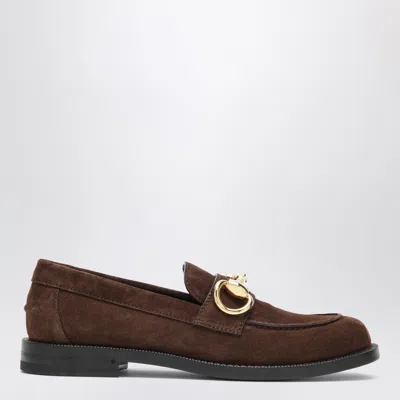Gucci Boulevard Suede Moccasin Loafer With Oversized Horsebit In Brown