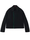 Gucci Cotton Gabardine Jacket With Embossed Logo In Blue