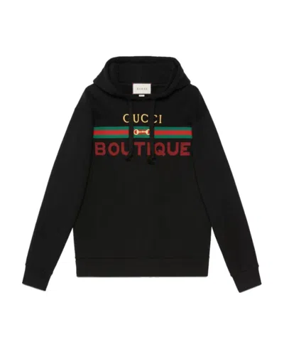 Gucci Boutique Print Hoodie In Black