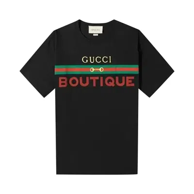 Pre-owned Gucci Boutique Print T-shirt 'black' | Men's Size L