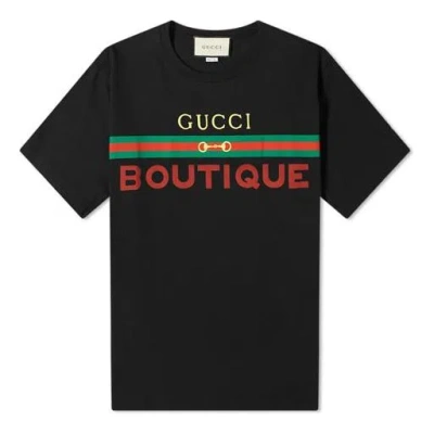 Gucci Boutique Printing Loose Short Sleeve Black