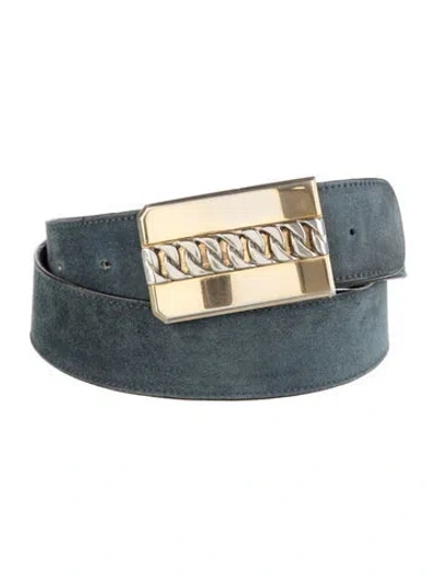 Pre-owned Gucci Boutique Suede Belt In Blue