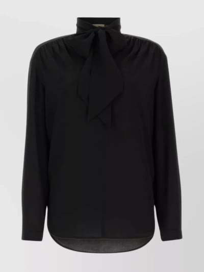 Gucci Bow Collar Blouse With Long Sleeves In Black