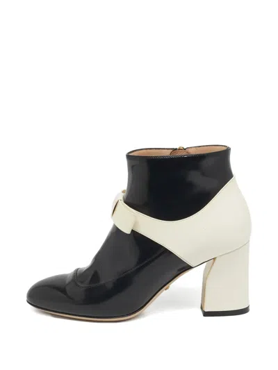 Pre-owned Gucci Bow-detail Leather Boots In Black