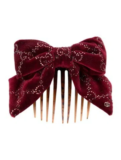 Pre-owned Gucci Bow Hairclip In Burgundy