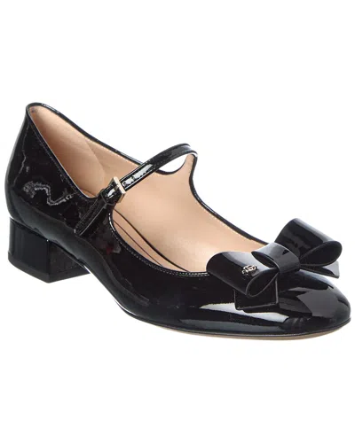 Gucci Bow Patent Ballerina Flat In Black
