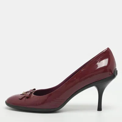 Pre-owned Gucci Bow Size 40 Purple Patent Leather Pumps